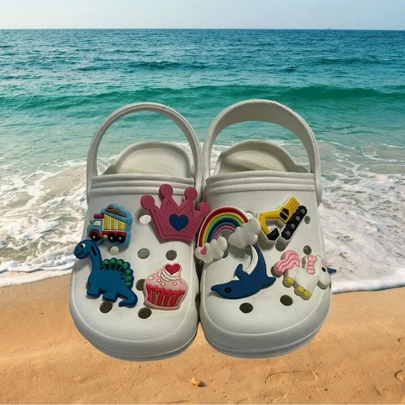 Cream and White Water Shoes with Fun Designs Set of 2 - Picture 4 of 11